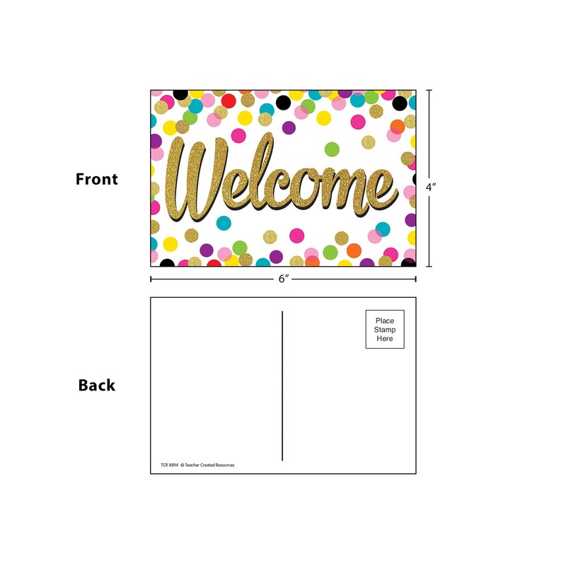 Teacher Created Resources Confetti Welcome Postcards (8894)