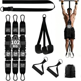 Pull Up Bar, Training Tube, Pull Up Machine, Pull Up Assist Tube, 4 Levels of Adjustment, Maximum Assistance, 300.6 lbs (136 kg), Handle Included, Compatible with Pull Training, Storage Bag, Unisex, Home Gym Muscle Training Goods