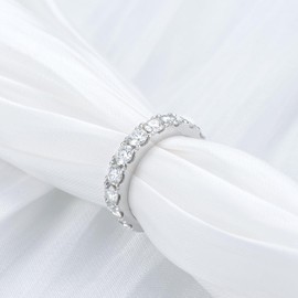 Molioaki 2 carats Round Cut Wedding bands for women Moissanite wedding bands Platinum Plated Silver womens wedding rings -6.5