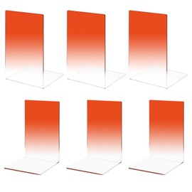 Honagu Book Ends, Acrylic Bookends, Clear Book Ends for Shelves,Desk Book Organizer, Book Holder Stand Decorative for Heavy Books, CDs, Video Games(3 Pair/6Pieces, Gradient Orange)