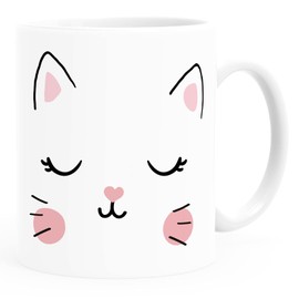 MoonWorks® Plastic Cup Children Cat Face Animal Motif Gift for Girls Children White Plastic Cup