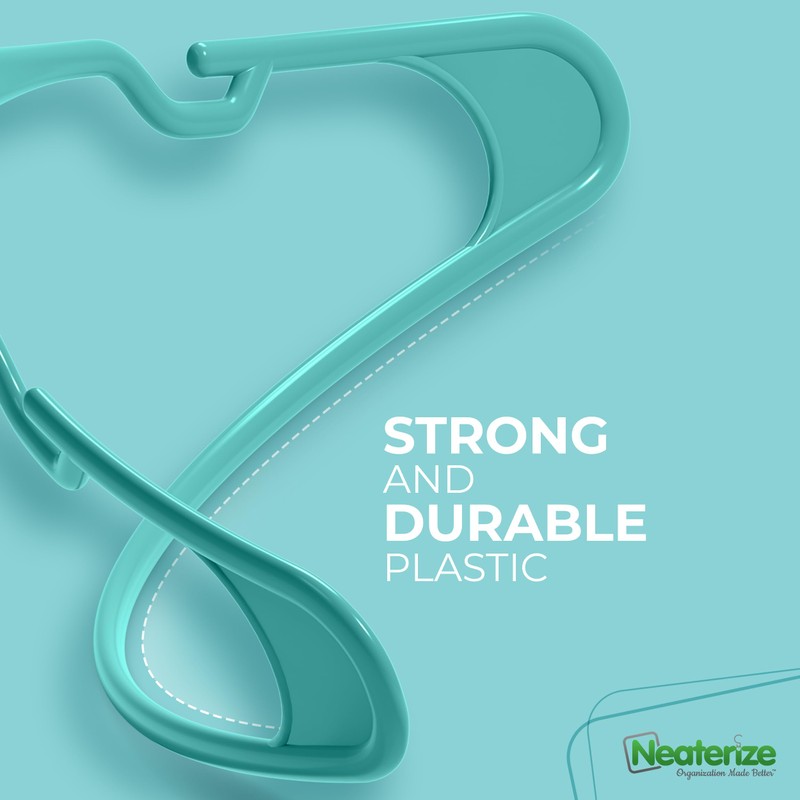 NEATERIZE Clothes Hangers 16 Pack Aqua - Plastic Hangers -