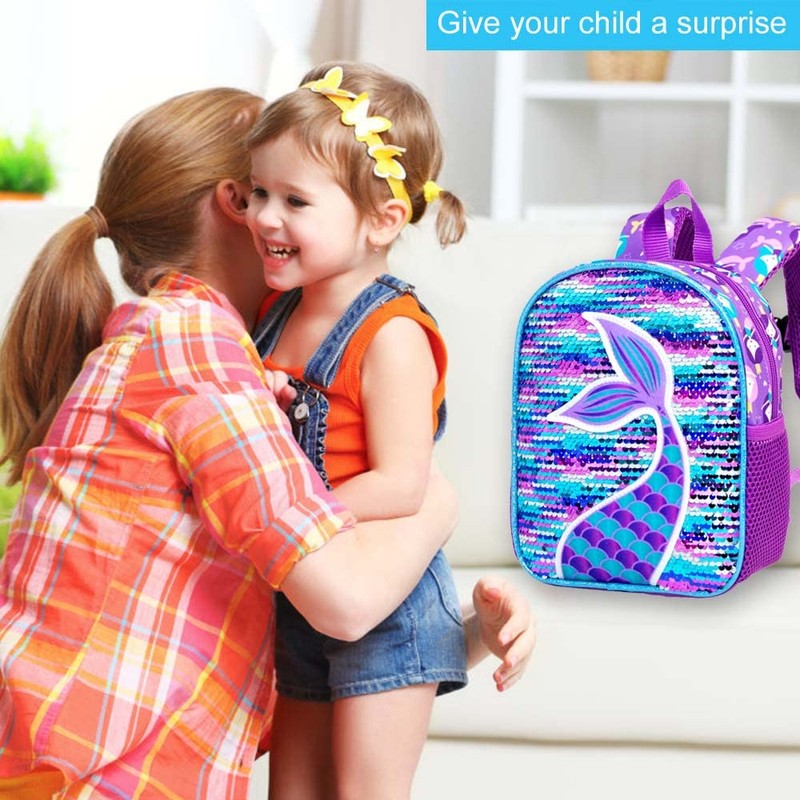 Backpack Leash, 9.5" Toddlers Mermaid Safety Leashes Bookbag for Girls