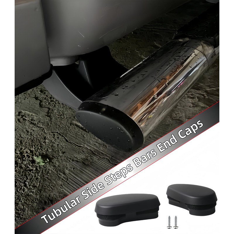 POETRYXIAO Chrome Tubular Running Board End Cap Cover for 2009-2020