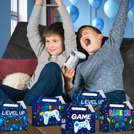 Video Game Party Boxes Game On Party Favor Candy Treat Boxes Bags Gaming Birthday Goodies Valentine's Day Gift Boxes for Kids Birthday Baby Shower Party Decorations Supplies