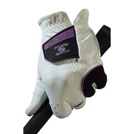 Stuburt Golf STGLV09 Womens Urban All Weather Golf Glove WIth Cabretta & Synthetic Leather, White/Black, Womens Left Hand Large