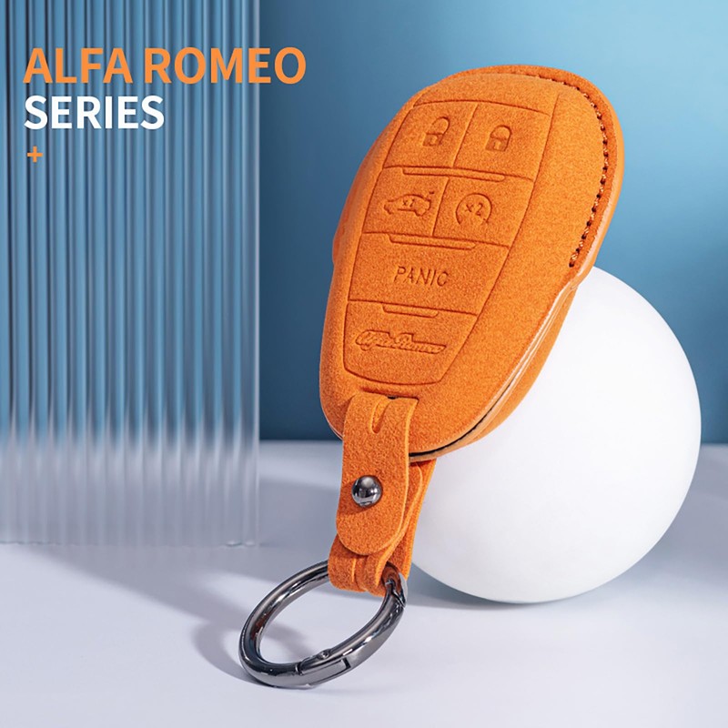 JUNMEI For Alfa Romeo Smart Key Fob Case Protector Suade