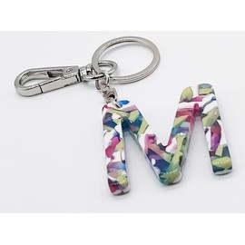 Junyuerly Initial a key chain letter j keychains silver key ring woman girls for car key accessories (Colorful M)