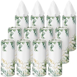 Fourluoo 12 Pack Car Tissue Holder Cylinder Bulk with 3 Ply Facial Tissues, Cylinder Travel Paper Tubes Box Container for Cup Holder, Refill Car Napkin Box Round Container(Eucalyptus)