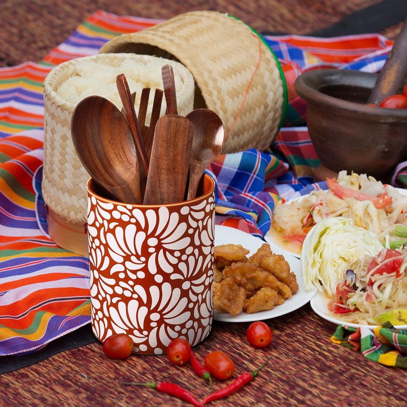 Kathfly Talavera Utensil Holder 6" Large Ceramic Mexican Kitchen Utensil
