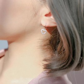 925 Sterling Silver Heart Earrings Dangle Earrings Drop Earrings Rhinestone Earrings Bridal Earrings(dangle)