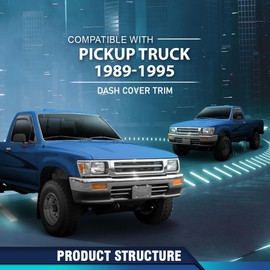 PIT66 Upper Dash Pad Trim Bezel Dashboard Compatible with 1989 1990 1991 1992 1993 1994 1995 Toyota Pickup Dash Cover Truck Grey