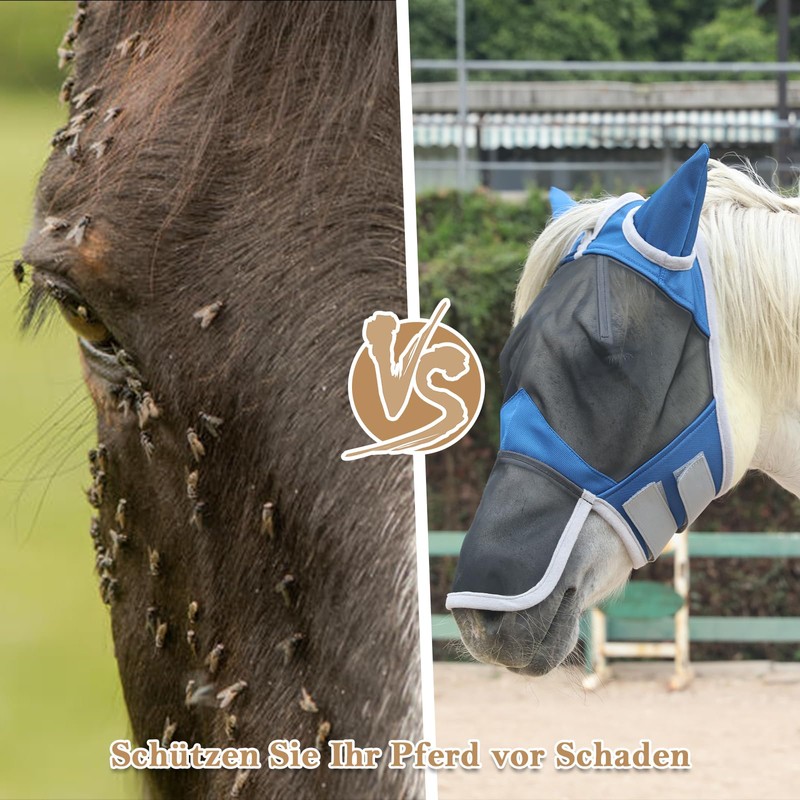 Gallopoff Fly Mask Horse, Horse Mask with Ears and Nose