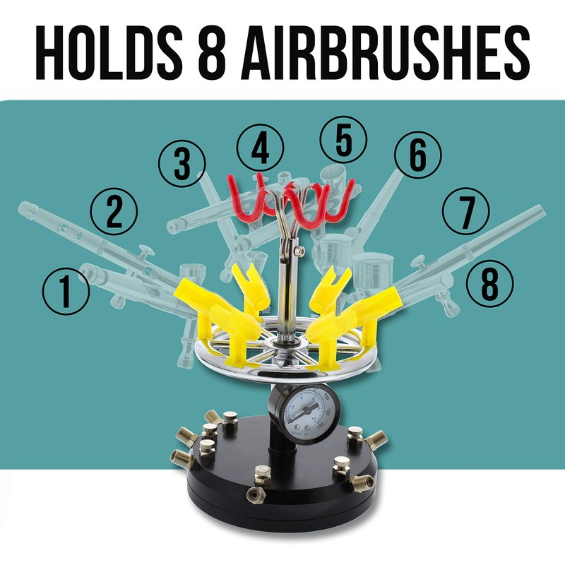 6 Station Airbrush Holder with Regulated Air Manifold That Can