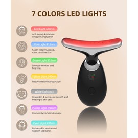 ELISHINE 7 Color Face and Neck Massager, Light Based Facial Massager for Skin Care, Firming, Smoothing (Red)