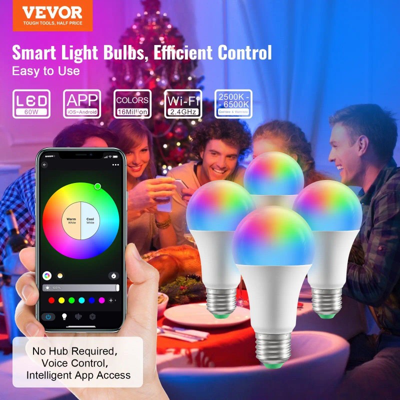 Smart LED Light Bulbs 9W 800Lm RGB Color Changing Wi-Fi