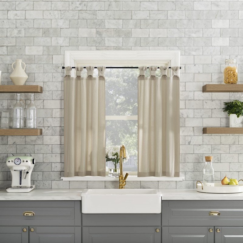 Archaeo Washed Cotton Small Window Twist Tab Cafe Curtains, 52"