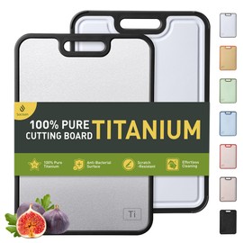 2 in 1 Pure Titanium Cutting Boards for Kitchen Chopping Board with Handle Large Big Small Kitchen Meat Butcher Block Not Stainless Steel Wood Bamboo Glass Rubber Plastic Silicone Acrylic Teak Sink