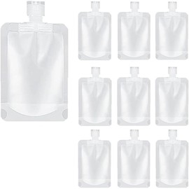 Clear Portable Squeezable Leakproof Refillable Travel Cosmetic Lotion Bags & Small Water Bottle Jars for Toiletries(10PCS, 50ml)