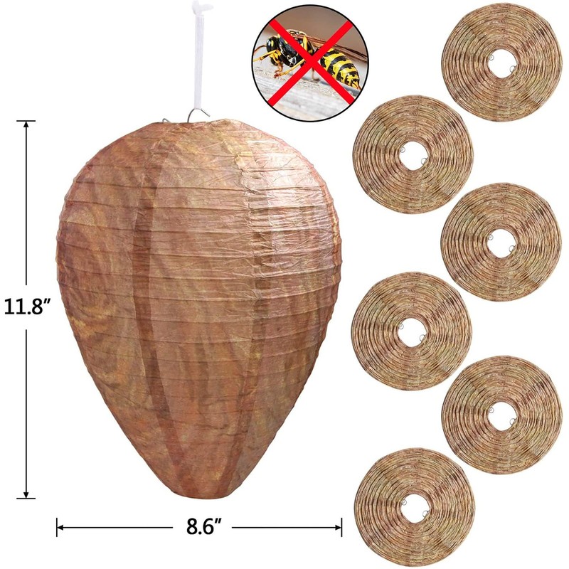 DECYOOL 8 Pack Paper Wasp Nest Decoy Hanging Wasp Deterrent