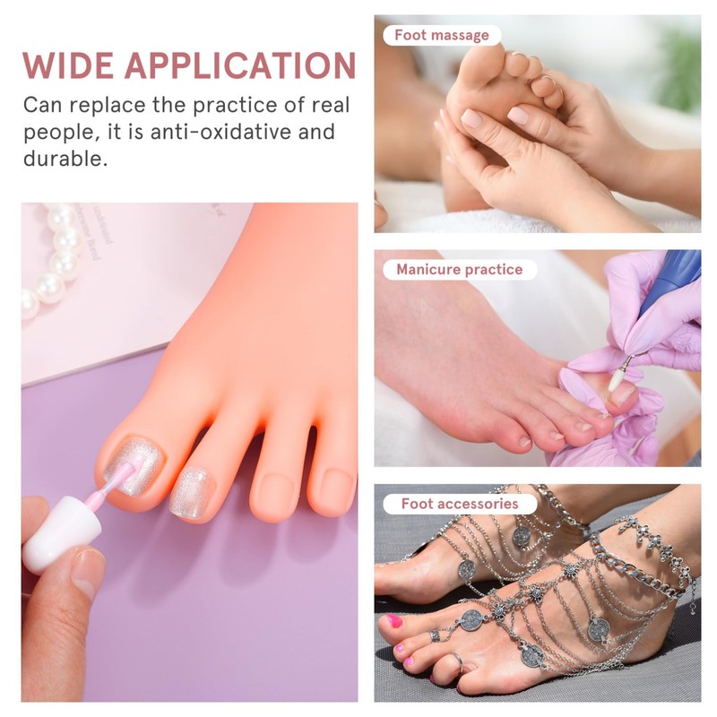 WOONEKY Professional Manicure Training Aid Nail Art Foot Model Elasticity