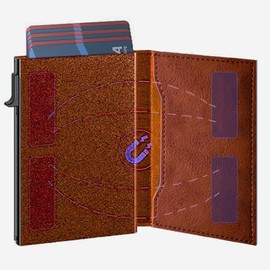 Shcnlery Wallet for Men, Mens Minimalist Wallet 9-14 Cards, RFID Blocking Smart Pop Up Card Wallet, Metal Aluminum Credit Card Holder,Slim Compact Wallet with Money Clip ID Window(Redish)