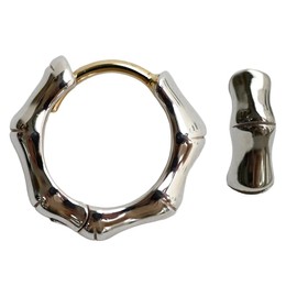 Sowi 308E0003 Bamboo Hoop Earrings (EC Mall Limited/Bamboo Motif), Stylish Hoop Earrings, Accessories, Silver 308 x K10, Yellow Gold), Gift Present, Silver