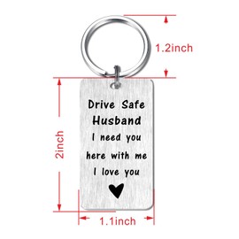 CPLJW Drive Safe Husband Gifts - Gifts from Wife for Him - Drive Safe Husband I Need You Here With Me I Love You Mens Keychain Birthday Anniversary Valentines Day Presents