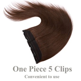 12 inches SEGO One Piece Hair Extensions Clip in Human Hair THICK [#4 Medium Brown] Real Remy Hairpieces for Women 3/4 Full Head Straight Invisible (70g)