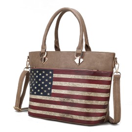 MKF Collection USA Tote Crossbody Bag for Women, American Flag Vegan Leather Top-Handle Messenger, Satchel Shoulder bag Purse