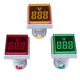 DMWD Voltage Meter Indicator AC50-500V 22mm Square LED Digital Display Voltmeter, 3PCS Panl Mount Voltage Tester for Home or industiral Equipment (Green Red Yellow)
