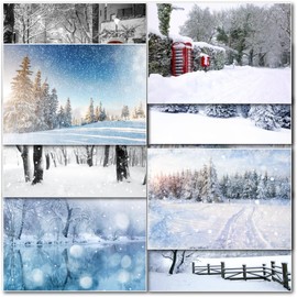 doodlecards Pack of 10 Mixed Charity Christmas Cards Snow Scene. Printed in UK, Premium Quality & 100% Recyclable.