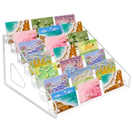 Card Display Stand, 7 Tier 12" Sticker Display, Clear Display Stand Holds Business Brochure Postcard Greeting for Office Home Desk Vendor Events Booth,Trading Cards Baseball Sports Cards Display