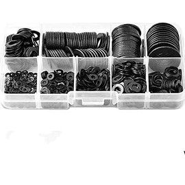 684 Pcs Black Washers Assortment M2 M2.5 M3 M4 M5 M6 M8 M10 M12 Metal Gaskets Set for Screws, Rust-proof Metal Flat Washers Round Spacer Washers Assorted for Plumbing, Tap, Bolt, Wood Screws etc
