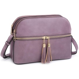 Dasein Women Crossbody Bag with Tassels Zipper Crossbody Bag Shoulder Bag Fashion Travel Bag with Multiple Pockets, 01-purple, Einheitsgröße