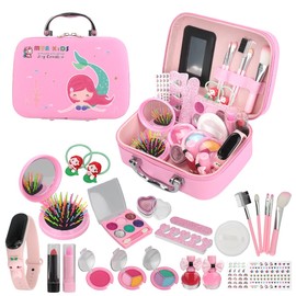Sunny House Kids Cosmetic Set for Girls with Case, Large Capacity Makeup Washable (Mermaid)