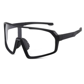 Long Keeper Photochromic Cycling Sunglasses Mountain Bike Riding Glasses Women Men Clear Sports Sunglasses for Running Fishing Baseball (Black)
