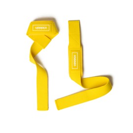 UPPPER Weight Lifting Straps with Padded Neoprene for Deadlifts, Strength Training, Gym Workouts - 22" Cotton Straps for Men & Women | Premium Fitness Gear (Yellow)