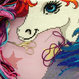 Unicorn. Needlepoint Kit. Throw Pillow 16×16 Inches. Printed Tapestry Canvas, European Quality