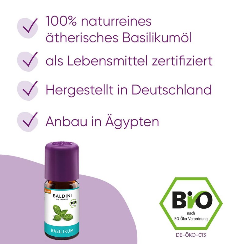 Baldini - organic basil oil, 100% natural essential organic basil