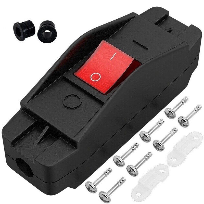 Devices Cord Switch in Black, Robust Housing with Interchangeable Rocker
