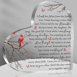 YAANUNULU Bereavement Acrylic Heart Sign Gifts, Sympathy Gift for Loss of Loved One Remembrance Decor, Angel Red Cardinal Acrylic Memorial Gift, Table Decor (A Limb)