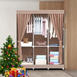Portable Clothes Closet Wardrobe with Non-Woven Fabric Storage Shelves Organizer