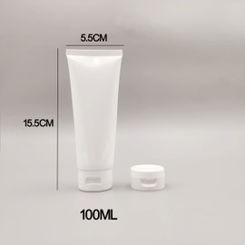 12PCS Refillable Empty Plastic Tubes White Cosmetic Containers Plastic Soft Tubes Bottle for Package Facial Cleanser Hand Cream Cosmetic Lotion(100ML)