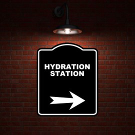 HYDRATION STATION Black Sign Arrow Right Aluminum Composite Sign 20 x 24 inches