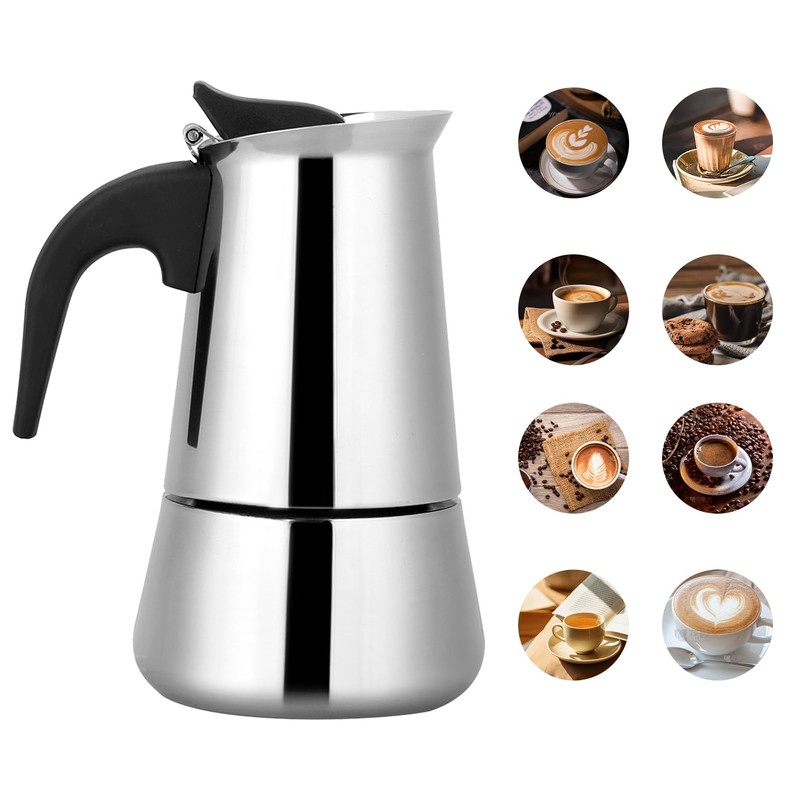 Jerliflyer Percolator coffee pot electric,stainless steel wide bottom moka espresso