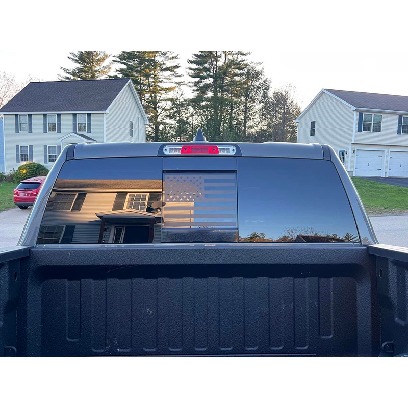 Rear Middle Window American Flag Decals, Matte Black USA Flag