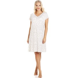 Camille Womens Short Sleeved Nightdress - Ladies Knee Length Nighties - Comfortable & Breathable Summer Nightwear 10-12 Fern