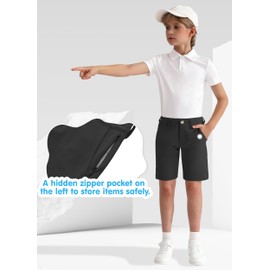 MIVEI Youth Boys Golf Shorts Stretch Lightweight Kids School Uniform Clothes Flat Front Casual Khaki Hybrid Chino Dress Short
