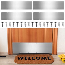 Therwen Door Kick Plate, Satin Aluminum Kick Plates with Screws for Wood Metal Interior/Exterior Anti Scratch Door Protection(8 x 36 Inches)